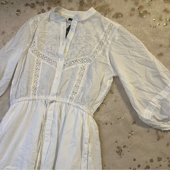Lauren Ralph Lauren 6 White Lace Maxi Dress Button Down Cotton Long-Sleeve - Picture 3 of 13